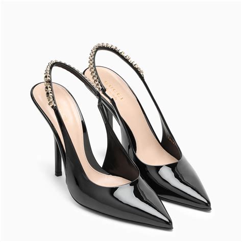 gucci black patent heels|Gucci signoria patent leather pump.